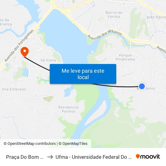 Praça Do Bom Jesus to Ufma - Universidade Federal Do Maranhão map