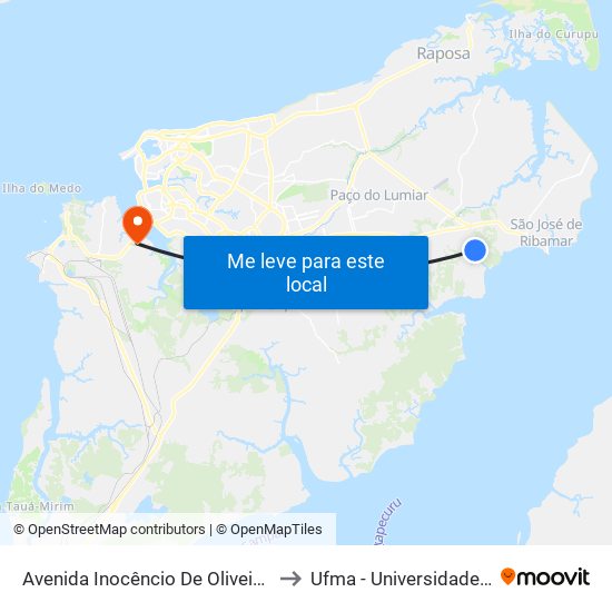 Avenida Inocêncio De Oliveira X Rua José Eduardo (Volta) to Ufma - Universidade Federal Do Maranhão map