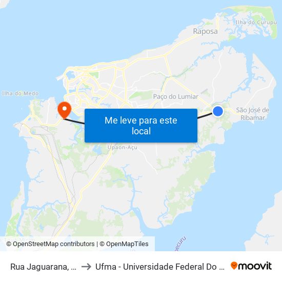 Rua Jaguarana, 2-158 to Ufma - Universidade Federal Do Maranhão map