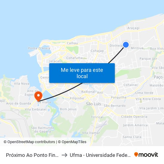 Próximo Ao Ponto Final - Vila Luizão to Ufma - Universidade Federal Do Maranhão map