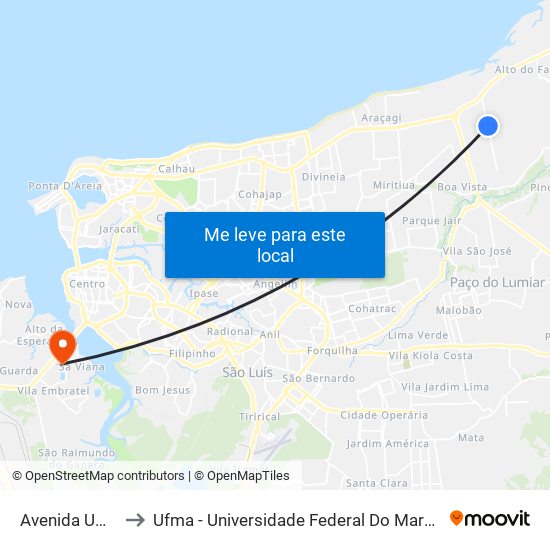 Avenida Um, 7 to Ufma - Universidade Federal Do Maranhão map