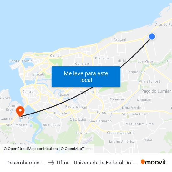 Desembarque: A977 to Ufma - Universidade Federal Do Maranhão map