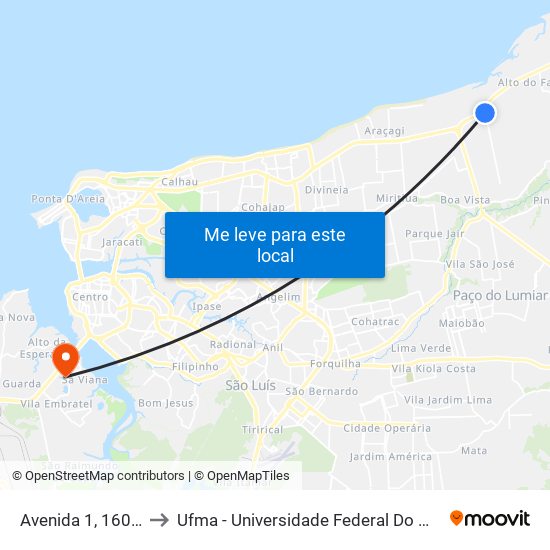 Avenida 1, 160-250 to Ufma - Universidade Federal Do Maranhão map