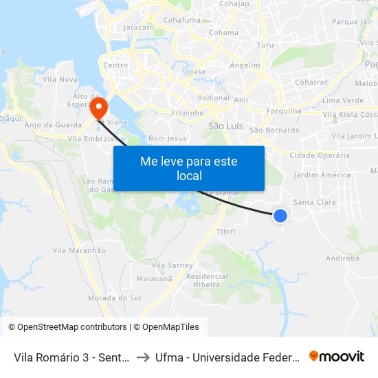 Vila Romário 3 - Sentido Terminal to Ufma - Universidade Federal Do Maranhão map
