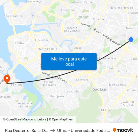 Rua Desterro, Solar Dos Lusitanos to Ufma - Universidade Federal Do Maranhão map