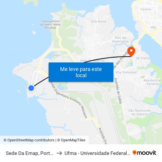 Sede Da Emap, Porto Do Itaqui to Ufma - Universidade Federal Do Maranhão map