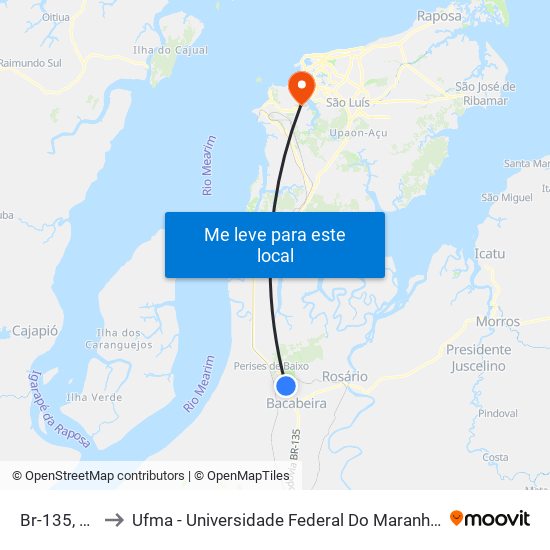 Br-135, 46 to Ufma - Universidade Federal Do Maranhão map