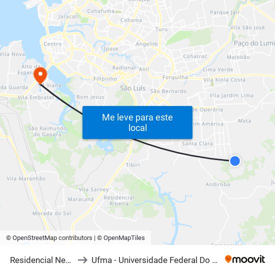 Residencial Nestor 2 to Ufma - Universidade Federal Do Maranhão map
