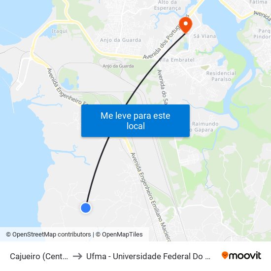 Cajueiro (Centro) 5 to Ufma - Universidade Federal Do Maranhão map