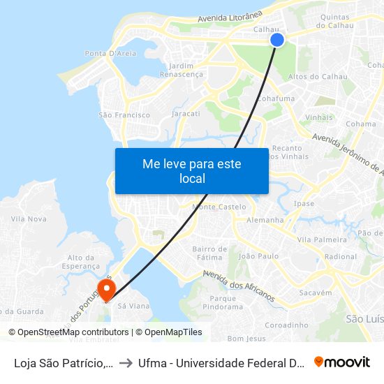 Loja São Patrício, Calhau to Ufma - Universidade Federal Do Maranhão map