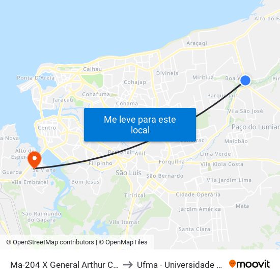 Ma-204 X General Arthur Carvalho (Sentido Maioba) to Ufma - Universidade Federal Do Maranhão map