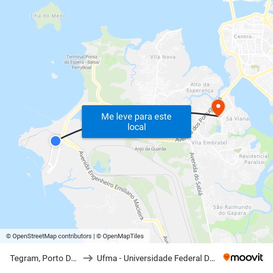 Tegram, Porto Do Itaqui to Ufma - Universidade Federal Do Maranhão map