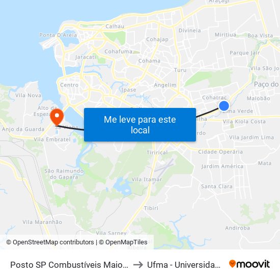 Posto SP Combustíveis Maioba, Sítio Trizidela (Sentido Maioba) to Ufma - Universidade Federal Do Maranhão map