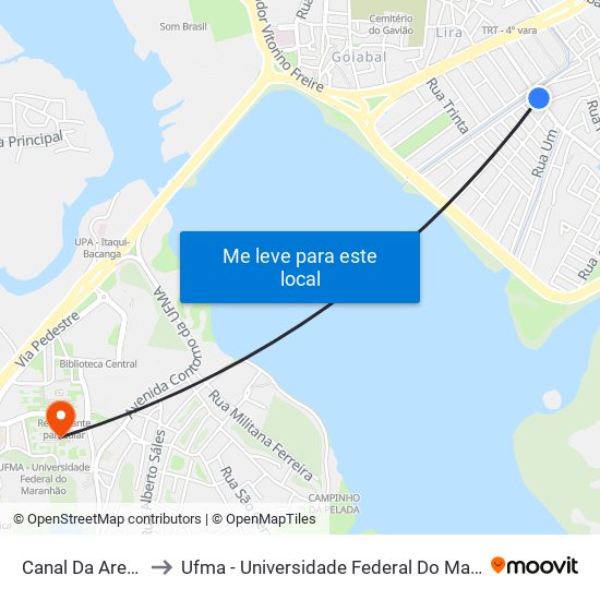 Canal Da Areinha to Ufma - Universidade Federal Do Maranhão map
