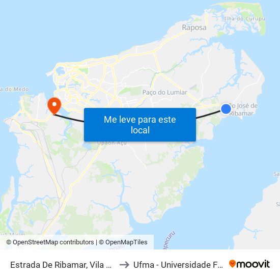 Estrada De Ribamar, Vila Roseana Sarney (Volta) to Ufma - Universidade Federal Do Maranhão map