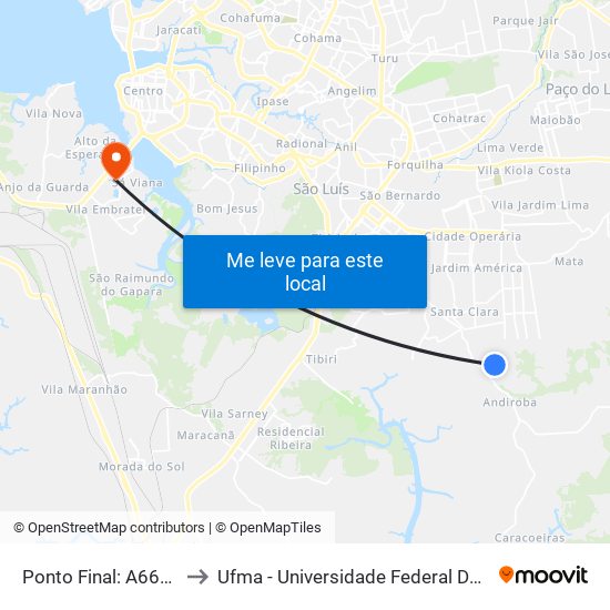 Ponto Final: A669/A692 to Ufma - Universidade Federal Do Maranhão map