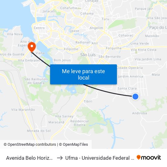 Avenida Belo Horizonte, 1087 to Ufma - Universidade Federal Do Maranhão map