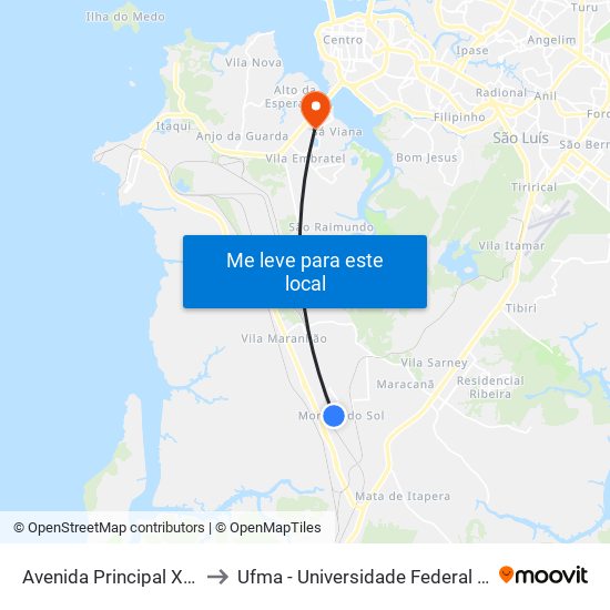 Avenida Principal X Rua Vinte to Ufma - Universidade Federal Do Maranhão map
