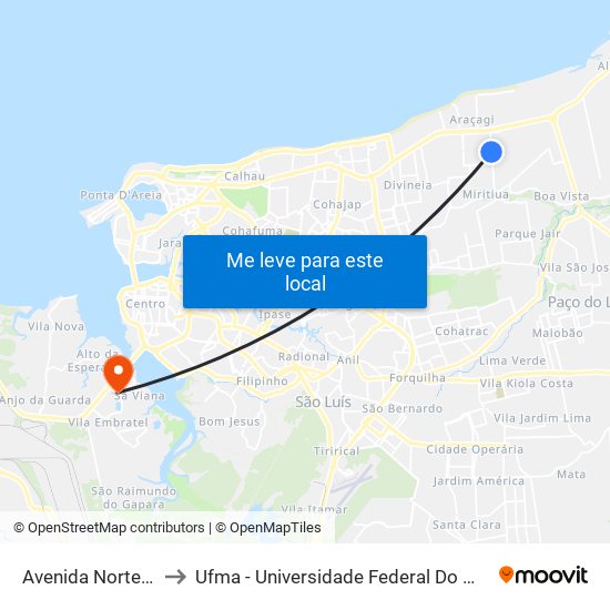 Avenida Norte, 742 to Ufma - Universidade Federal Do Maranhão map