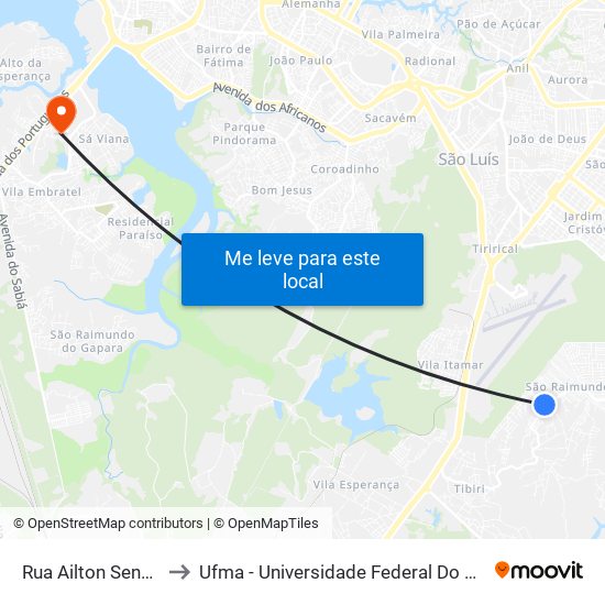 Rua Ailton Senna, 42 to Ufma - Universidade Federal Do Maranhão map