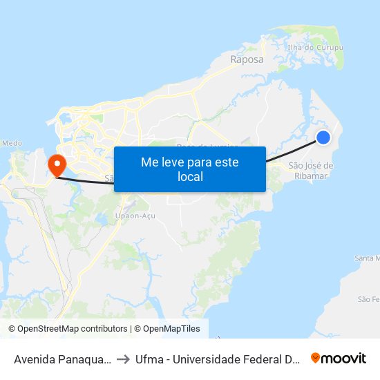 Avenida Panaquatira, 13 to Ufma - Universidade Federal Do Maranhão map