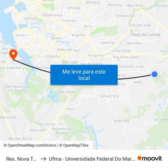 Res. Nova Terra to Ufma - Universidade Federal Do Maranhão map