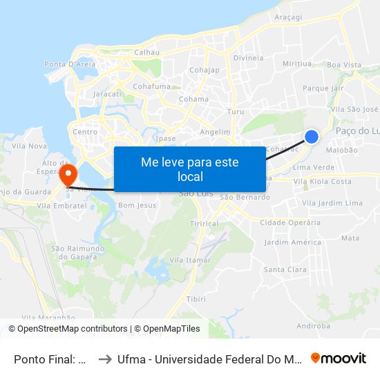 Ponto Final: A882 to Ufma - Universidade Federal Do Maranhão map