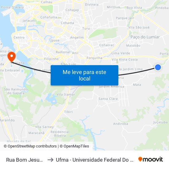 Rua Bom Jesus, 561 to Ufma - Universidade Federal Do Maranhão map