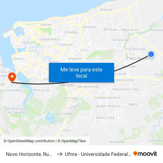 Novo Horizonte, Rua F De Cima to Ufma - Universidade Federal Do Maranhão map