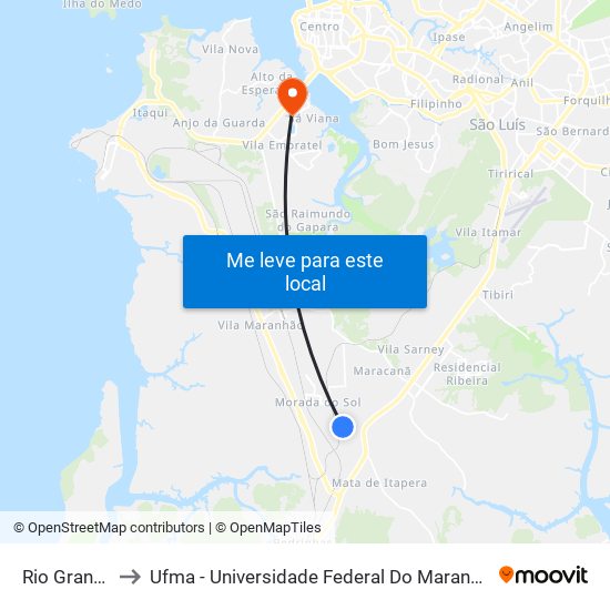 Rio Grande to Ufma - Universidade Federal Do Maranhão map