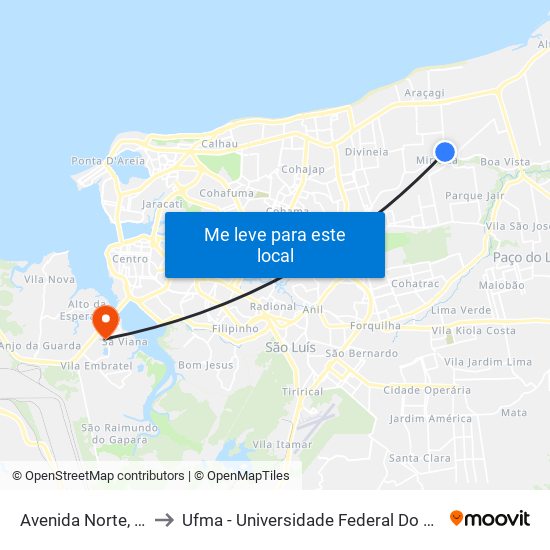 Avenida Norte, 1846 to Ufma - Universidade Federal Do Maranhão map