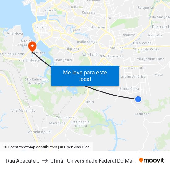 Rua Abacate, 20 to Ufma - Universidade Federal Do Maranhão map