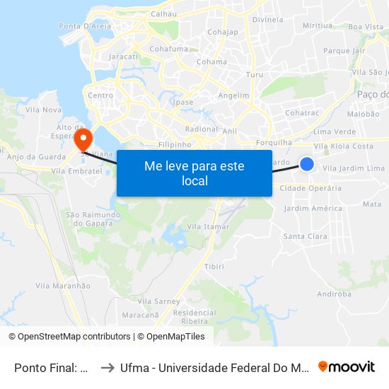 Ponto Final: A668 to Ufma - Universidade Federal Do Maranhão map
