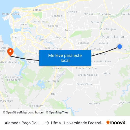 Alameda Paço Do Lumiar, 889 to Ufma - Universidade Federal Do Maranhão map