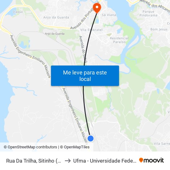Rua Da Trilha, Sitinho (Sentido Bairro) to Ufma - Universidade Federal Do Maranhão map