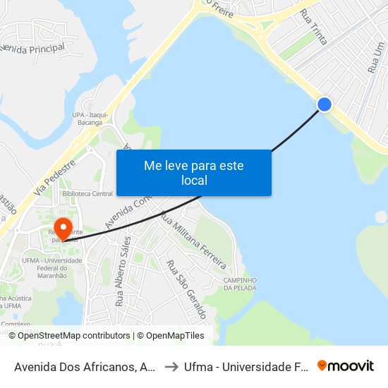 Avenida Dos Africanos, Areinha (Sentido Bairro) to Ufma - Universidade Federal Do Maranhão map