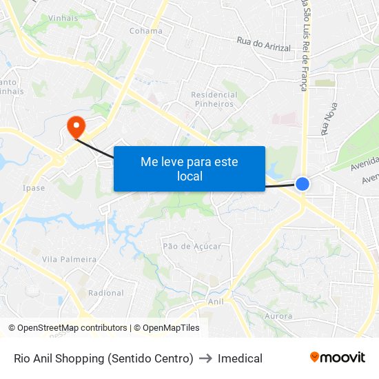 Rio Anil Shopping (Sentido Centro) to Imedical map