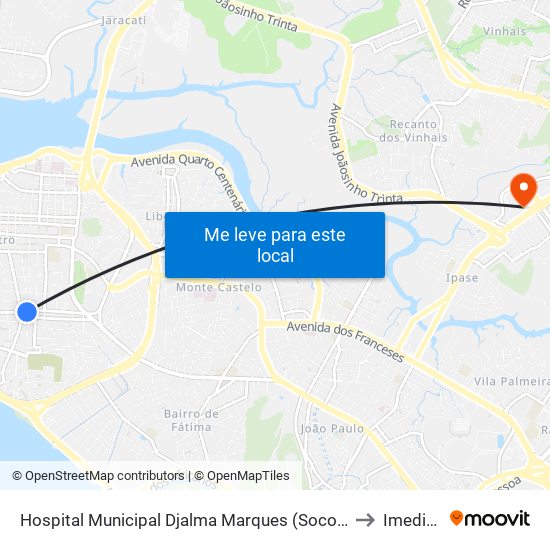 Hospital Municipal Djalma Marques (Socorrão I) to Imedical map