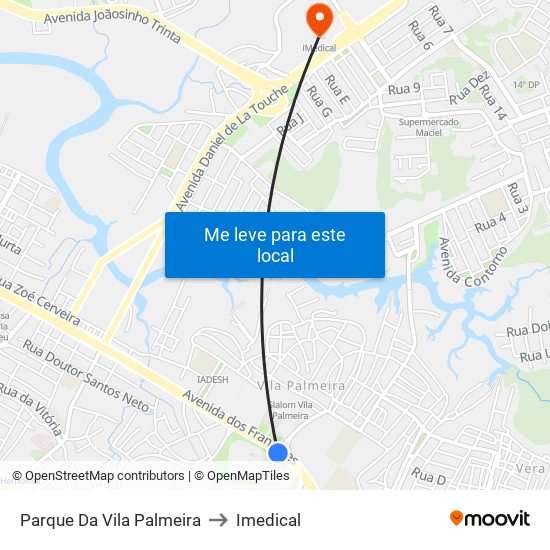 Parque Da Vila Palmeira to Imedical map