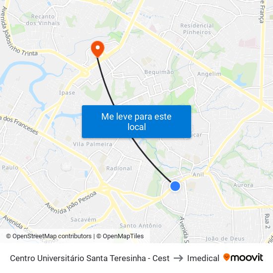 Centro Universitário Santa Teresinha - Cest to Imedical map