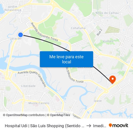 Hospital Udi | São Luís Shopping (Sentido Centro) to Imedical map