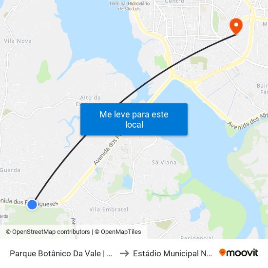 Parque Botânico Da Vale | Hospital Da Mulher to Estádio Municipal Nhozinho Santos map