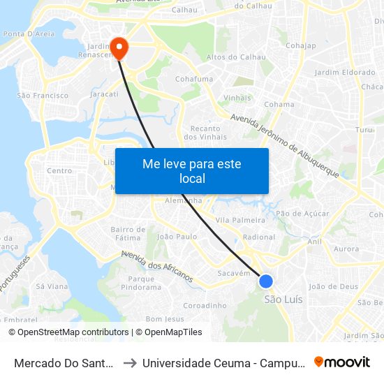 Mercado Do Santo Antônio to Universidade Ceuma - Campus Renascença map