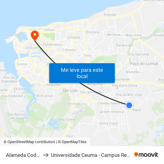 Alameda Codo, 23 to Universidade Ceuma - Campus Renascença map