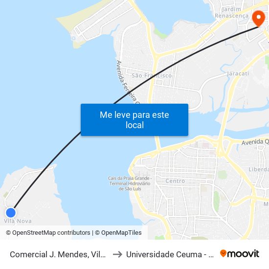 Comercial J. Mendes, Vila Nova (Sentido Bairro) to Universidade Ceuma - Campus Renascença map