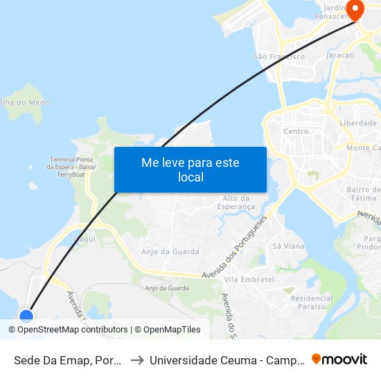 Sede Da Emap, Porto Do Itaqui to Universidade Ceuma - Campus Renascença map