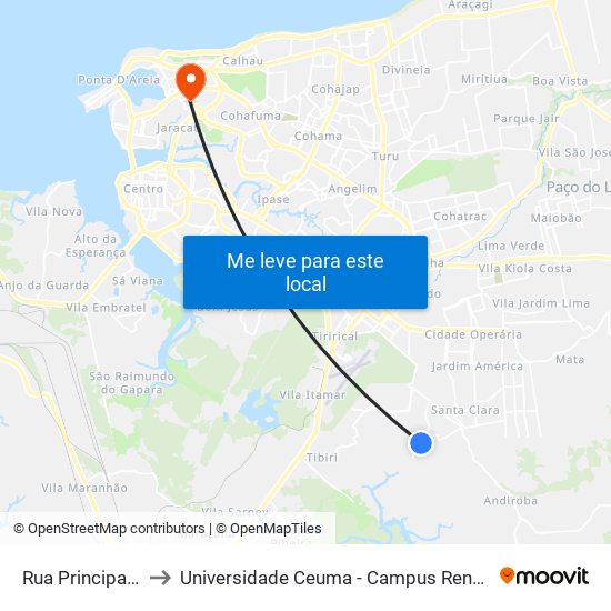 Rua Principal, 19 to Universidade Ceuma - Campus Renascença map