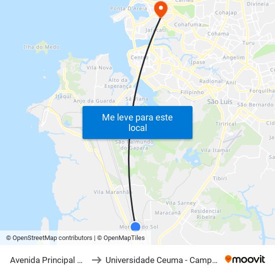 Avenida Principal X Rua Vinte to Universidade Ceuma - Campus Renascença map