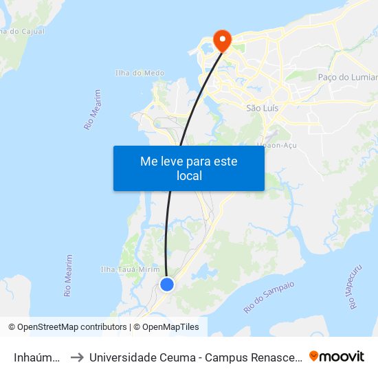 Inhaúma 3 to Universidade Ceuma - Campus Renascença map