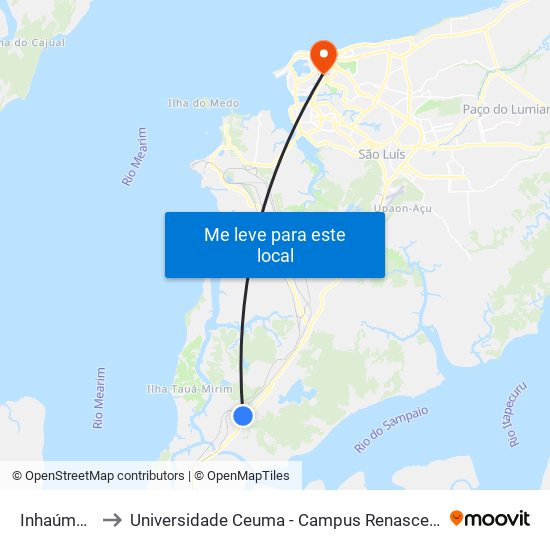 Inhaúma 5 to Universidade Ceuma - Campus Renascença map